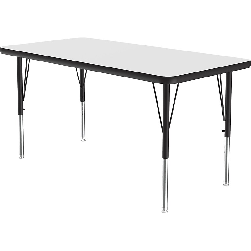 Correll Rectangular Activity Table, 36" x 24", Height-Adjustable, Frosty White/Black (A2436DE-REC-80) image 1