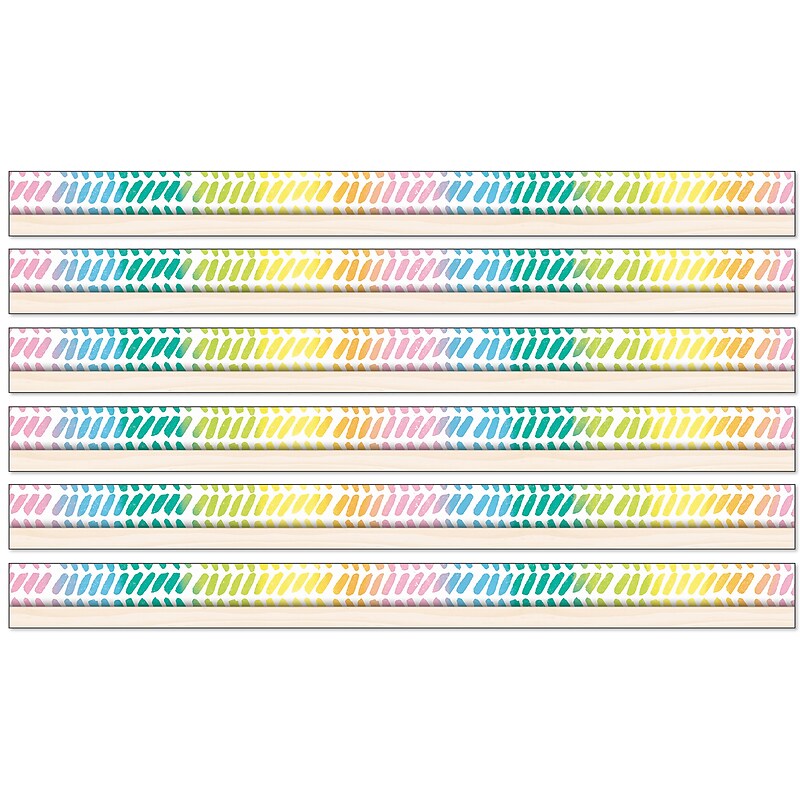 Happily Ever Elementary Creatively Inspired  Straight Borders, 3" x 3', Watercolor Chevron, 6/Bundle (CD-108504-6) image 1