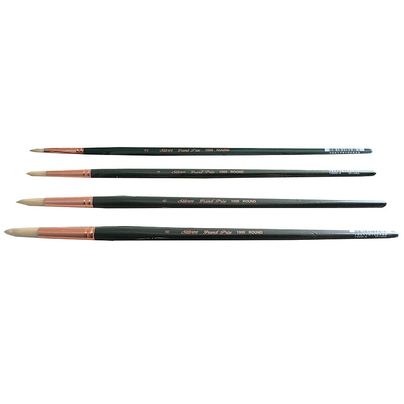 Silver Brush Natural Hog Bristle, Round Brush, 4/Pack (SLVGP1067) image 1