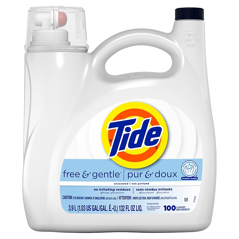 Tide Free & Gentle HE Liquid Laundry Detergent, 100 Loads, 132 fl. oz. (12140) image 1