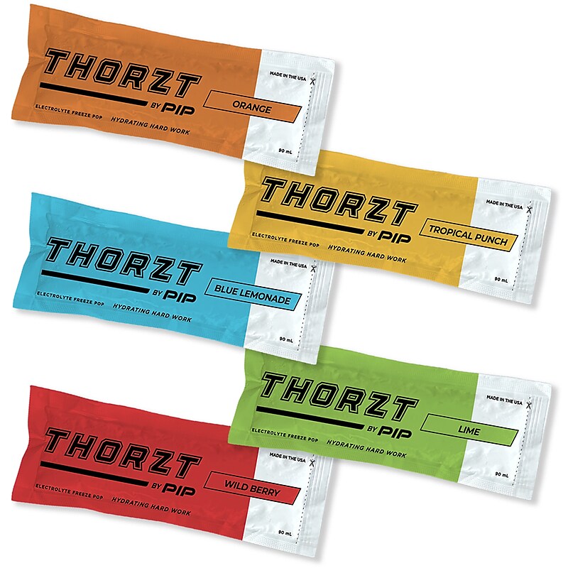 THORZT Assorted Electrolyte Freeze Pops, 3 fl. oz., 10 Tubes/Bag, 15 Bags/Carton (ICEMIX) image 1