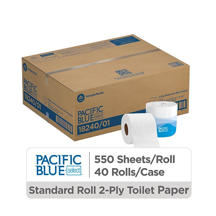 Pacific Blue Select Embossed Toilet Paper by GP PRO, 2-Ply White
