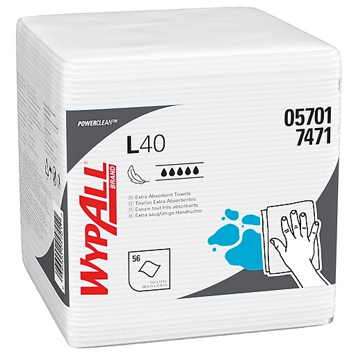 WypAll PowerClean L40 Cellulose Cleaning Wipers, 12