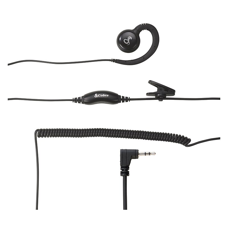 Cobra C-Style 2.5-mm Swivel Wrap Around-the-Ear Headset Select Cobra Two-Way Radios, Black (0010121-1) image 1
