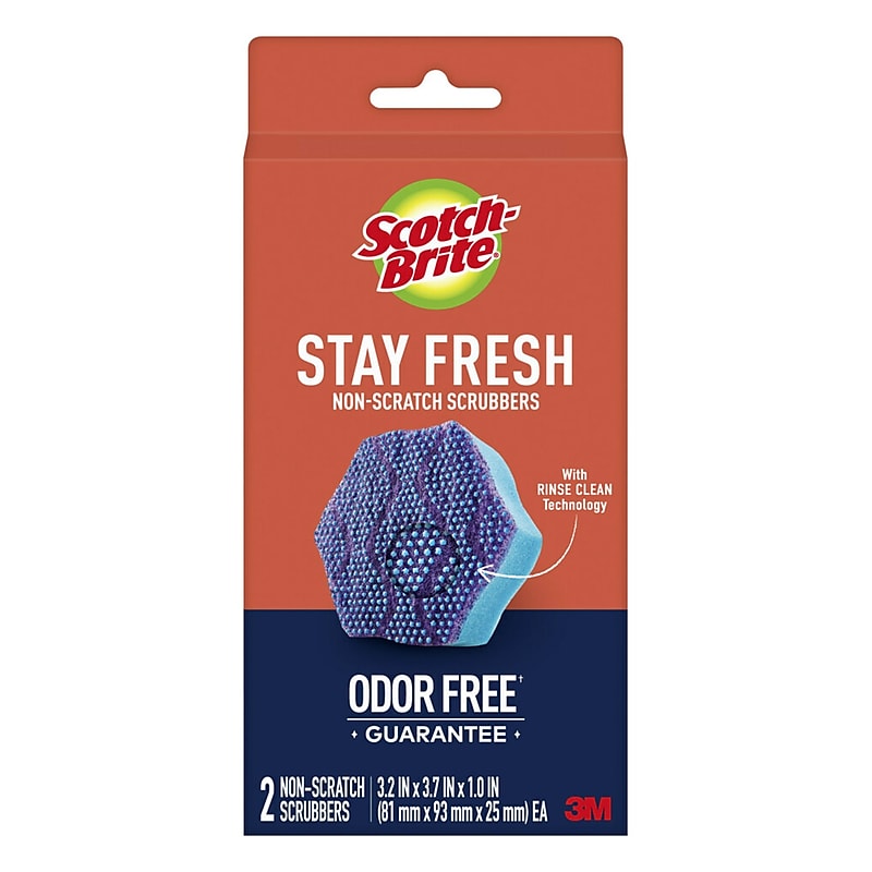 Scotch-Brite Stay Fresh Non-Scratch Scrubbers, Blue, 2 Sponges/Pack (SDA-2) image 1