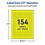 Avery Laser/Inkjet Round Multipurpose Labels, 0.5" Dia., Neon Yellow, 6160/Pack (94503)~#|#~7A347E76-AFB2-4A48-B84CB8AC7FE940C7_sc7