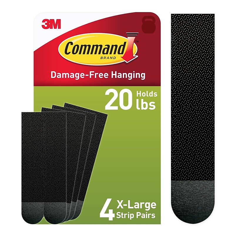 Command Damage Free Extra Large Hanging Strip, 20 lbs., Black, 4/Pack (17217BLK-ES) image 1