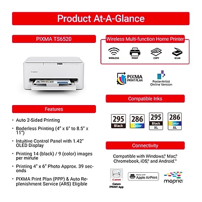 Canon PIXMA TS6520 Wireless Color All-In-One Inkjet Printer, Best for Home (7179C002) Sansujyuku sansujyuku.com