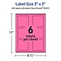 Avery Laser/Inkjet Square Multipurpose Labels, 3" x 3", Bright Pink, 240/Pack (94101)~#|#~7A5B5E1E-CC96-4AC3-AF0C842D83E4A23F_sc7