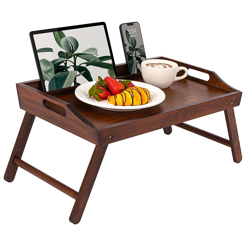 Rossie Home Media 19.7" x 11.8" x 2.6" Bed Tray, Java Bamboo (78002) image 1