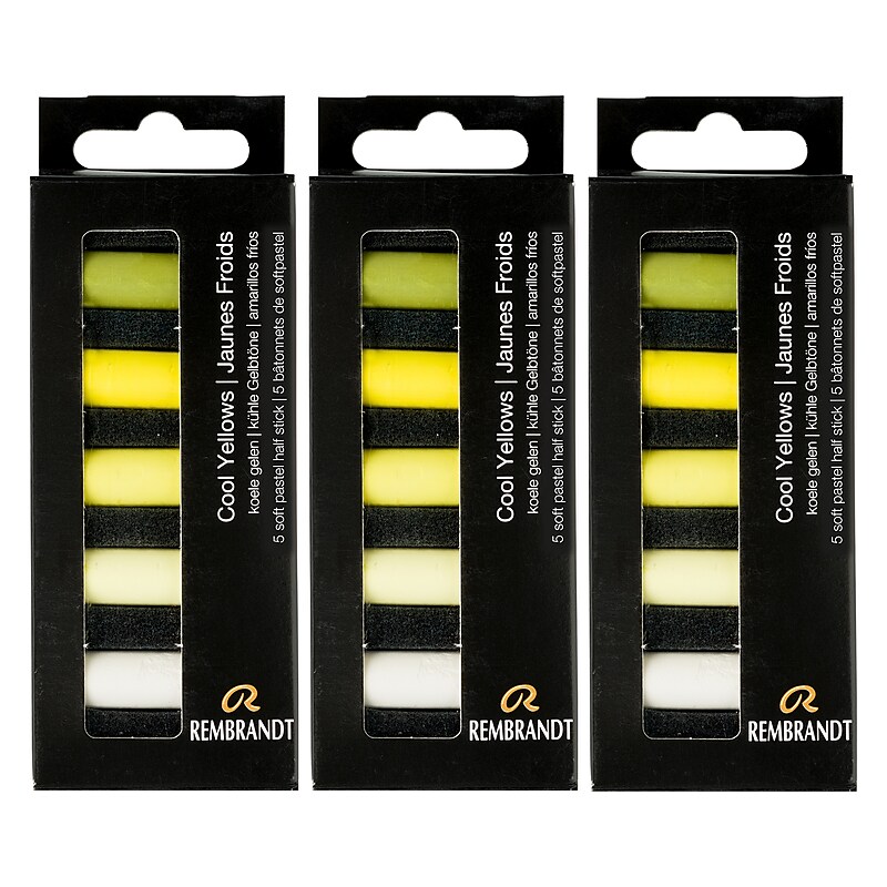 Rembrandt Soft Pastels Micro Sets, Cool Yellows, 5/Sets, 3 Sets/Bundle (RBX31820500-3) image 1