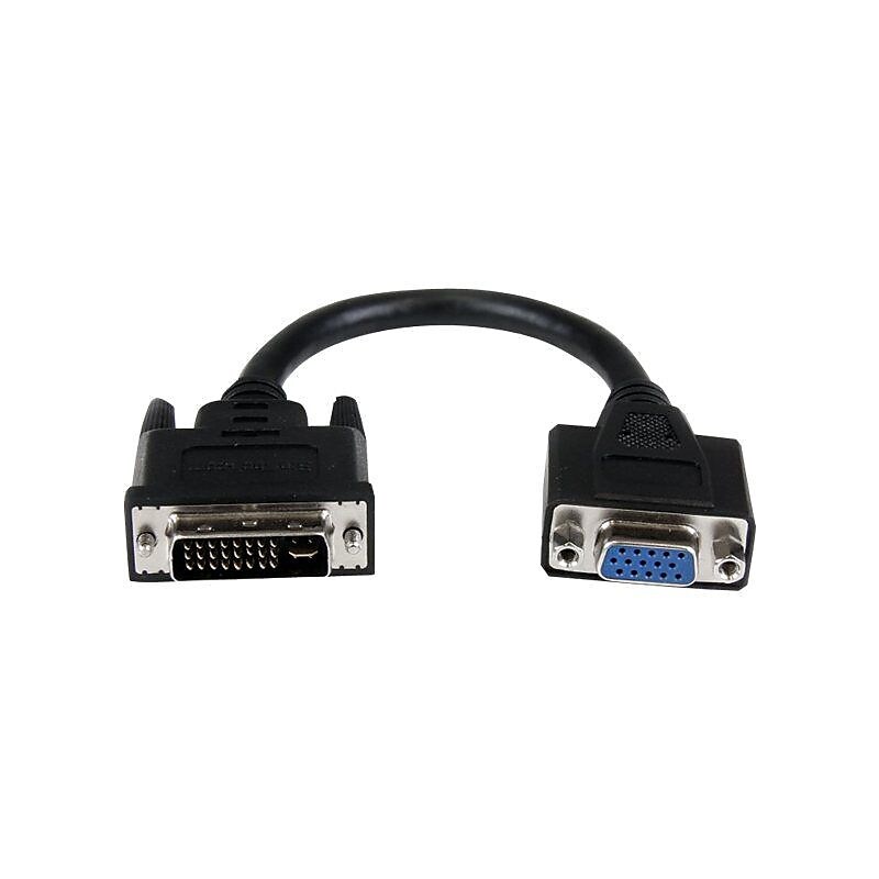 Startech® 8" DVI To VGA Male/Female Cable Adapter, Black image 1