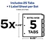 Avery Index Maker Extra-Wide Paper Dividers with Print & Apply Label Sheets, 5 Tabs, White, 5 Sets/Pack (AVE11440)~#|#~7A7F2121-BFA4-417F-966E553AEDB37CE2_sc7
