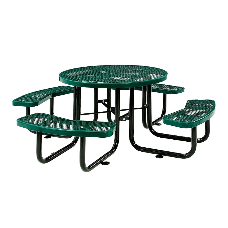 Global Industrial 46" Round Picnic Table, Expanded Metal, Green (277150GN) image 1