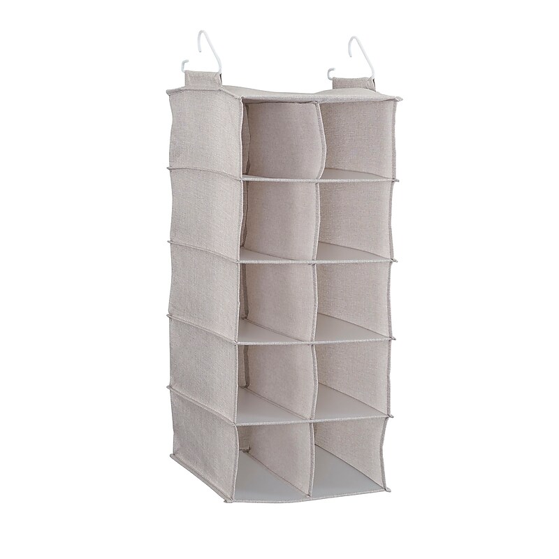 Household Essentials Hanging Shoe Organizer with 10 Pockets, Gray (7410-1) image 1