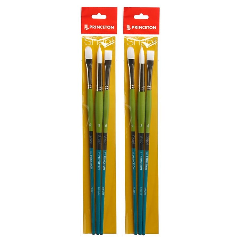 Princeton Snap! Long Handle Oil and Acrylic Synthetic Brush Set No.5, 3/Set, 2 Sets/Bundle (PBXP9800SET5-2) image 1