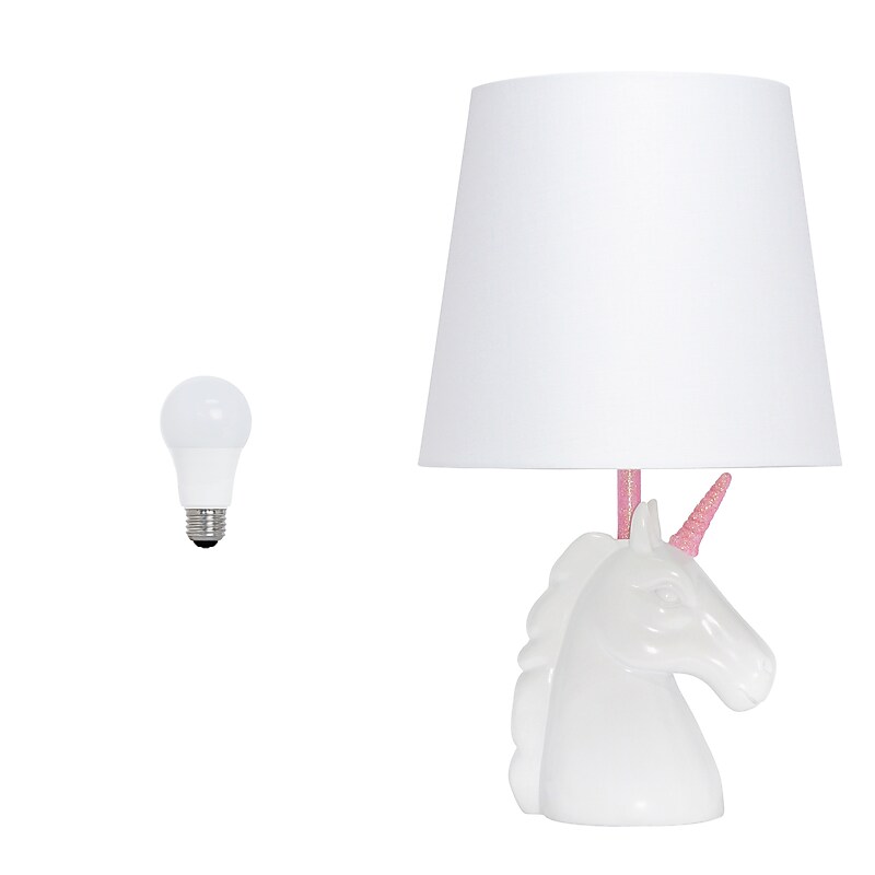 Creekwood Home Whimsilux 15.5" LED Table Lamp, White/Pink Glitter (CWT-2023-PN-LB) image 1