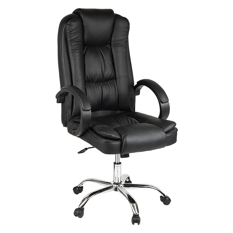 Mind Reader Ergonomic PU Leather Swivel Computer and Desk Chair, Black (OFFCHAIR24-BLK) image 1