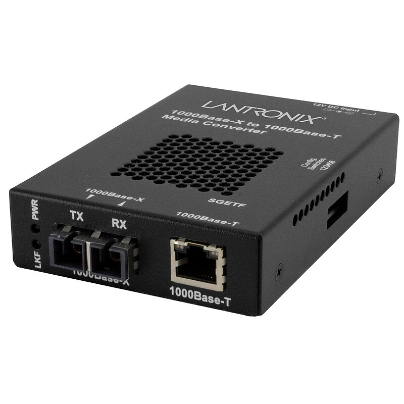 Lantronix SGETF Gigabit Ethernet Multi-Mode Fiber Media Converter, 1000 Mbps (SGETF1013-110-EU) image 1