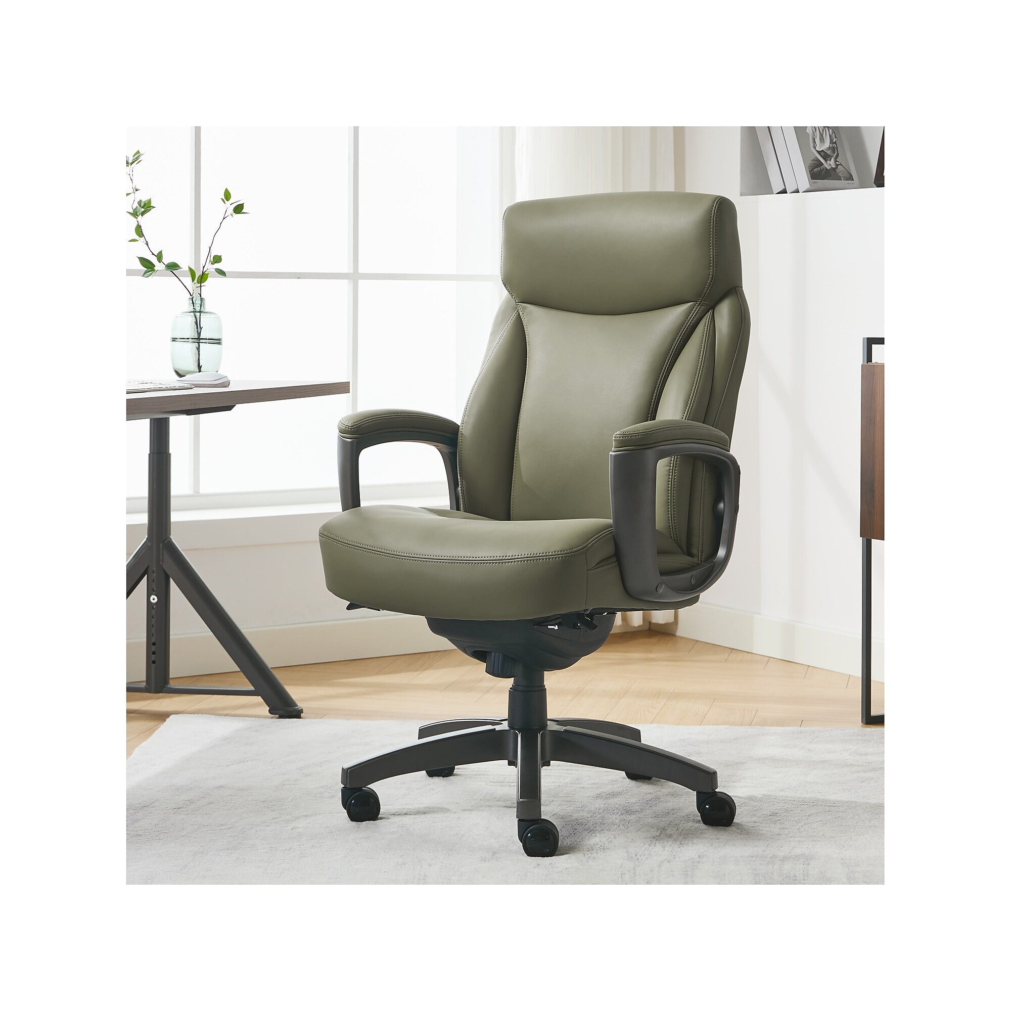 La-Z-Boy Arcadian Ergonomic Bonded Leather Swivel Executive Chair, Olive (60008-OLV) Sansujyuku sansujyuku.com