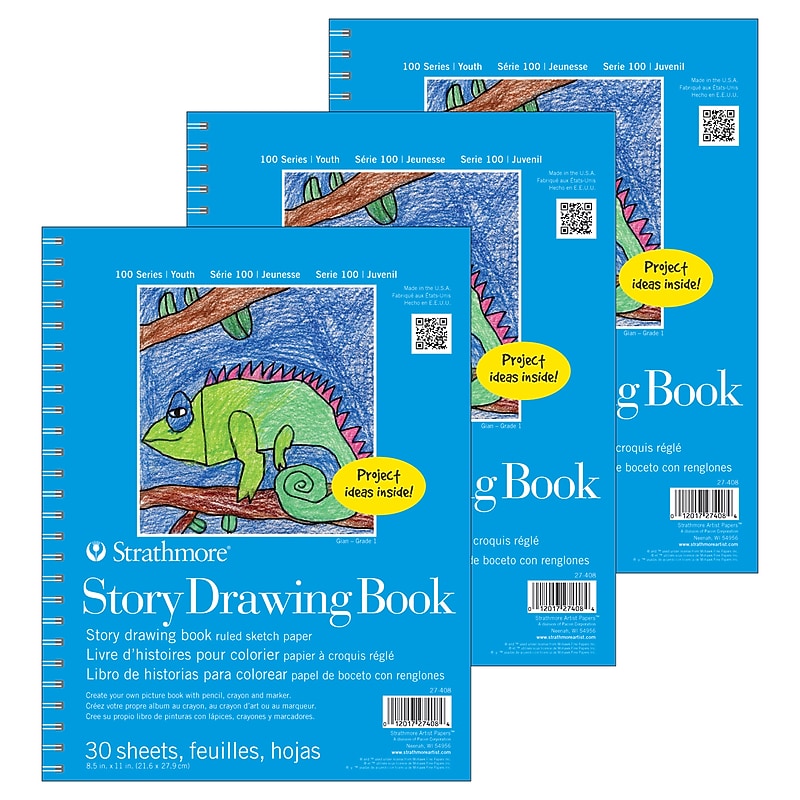 Strathmore 100 Series 8.5" x 11" Sketch Pad, 30 Sheets/Pad, 3/Bundle (STTP274081-3) image 1