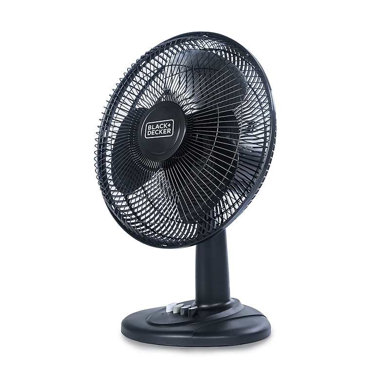 Black & Decker 12" Oscillating Desk Fan, 3-Speed, Black (BFDT12SB) image 1