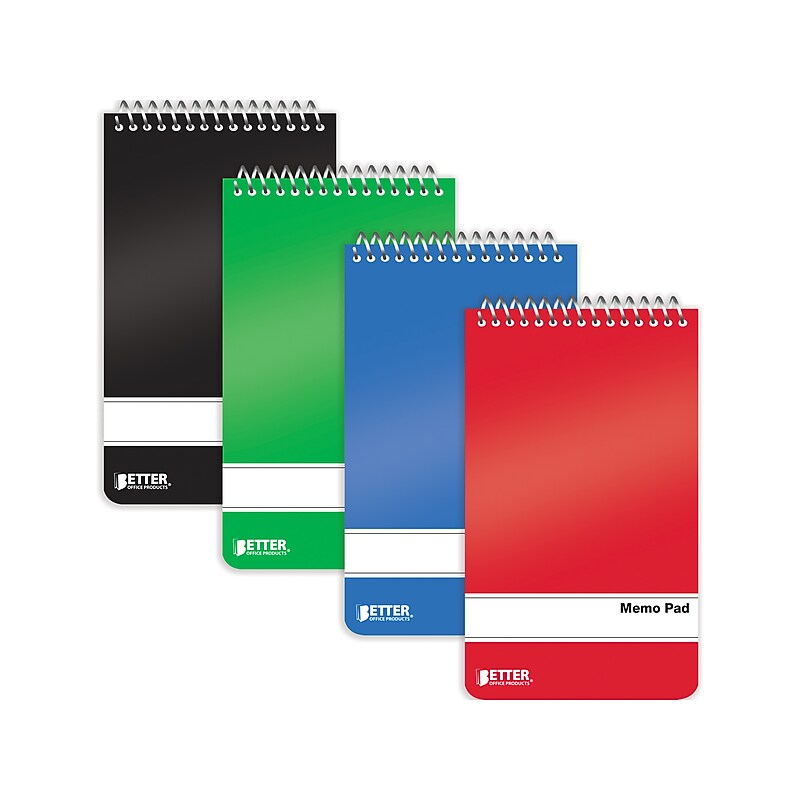 Better Office Memo Pads, 3" x 5", College-Ruled, Assorted Colors, 60 Sheets/Pad, 24 Pads/Pack (25924-24PK) image 1