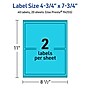 Avery Printable Rectangle Multipurpose Labels, 4.75" x 7.75", Bright Blue, 40/Pack (94255)~#|#~7AC7ABED-5EAA-4776-AEE4259911438662_sc7