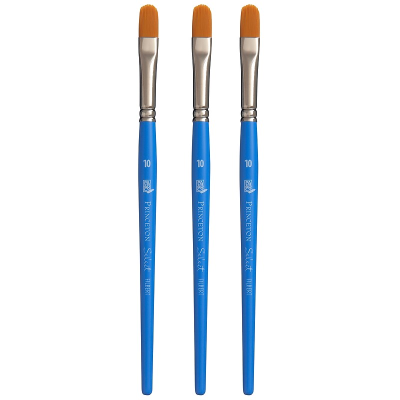Princeton Select Artiste Mixed Media Synthetic Filbert Brush, 3/Pack (PBXP3750FB10-3) image 1