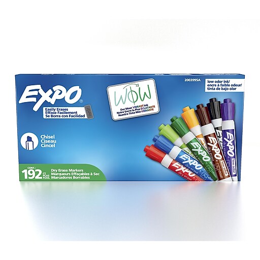 Expo Dry Erase Markers, Chisel Tip, Assorted Colors, 192
