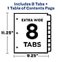 Avery Ready Index Table of Contents Extra-Wide Paper Dividers, 1-8 Tab, Multicolor (11163)~#|#~7ADF1D09-C0BB-46B1-AA5A6DFFEF7EA73A_sc7