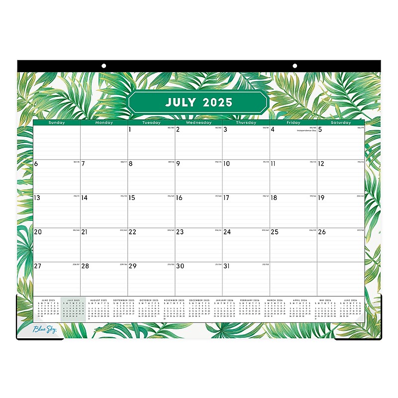 2025-2026 Blue Sky Nouria 22" x 17" Academic Monthly Desk Pad Calendar, Green (155785) image 1