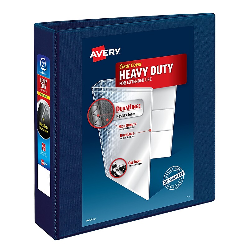 Avery Heavy Duty 2" 3-Ring View Binders, One Touch EZD Ring, Navy Blue (79802) image 1