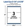 Avery Rectangle Laser Multipurpose Labels, 3-1/4" x 8-3/8", White, 75/Pack (19479399345)~#|#~7AF82165-87F2-454D-A3E448DADA8A37CD_sc7