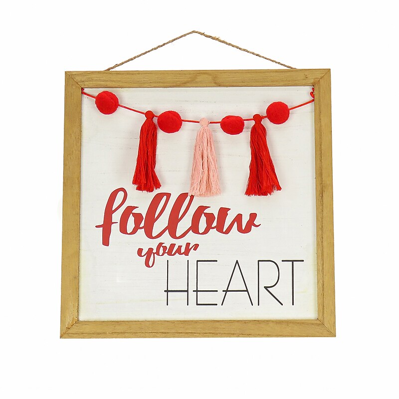 National Tree Company 13" Valentine's "Follow Your Heart" Wall Sign (MZ17-22V204-1) image 1