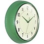 Infinity Instruments Round Retro Green Wall Clock, Aluminum, 12" (10940GR-12)~#|#~7B08EC15-4552-49B7-9D299B1DCFD59475_sc7