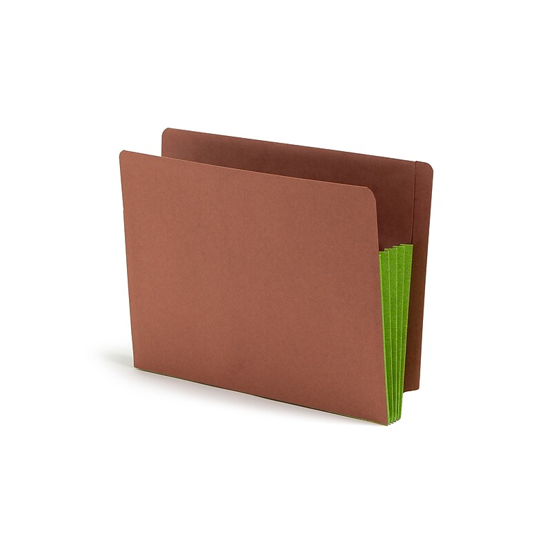 Smead Recycled Reinforced File Pocket, 3" Expansion, Letter Size, Green, 10/Box (73680) image 1