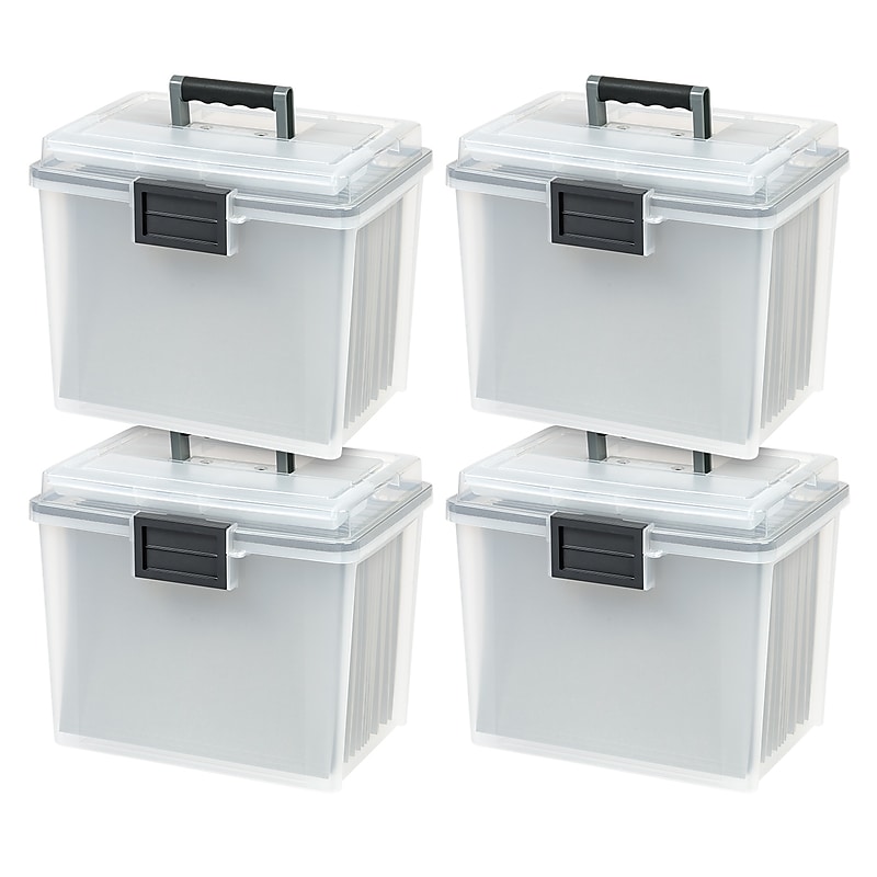 IRIS WeatherPro Portable File Box, Letter Size, Clear, 4/Carton (110351CT) image 1