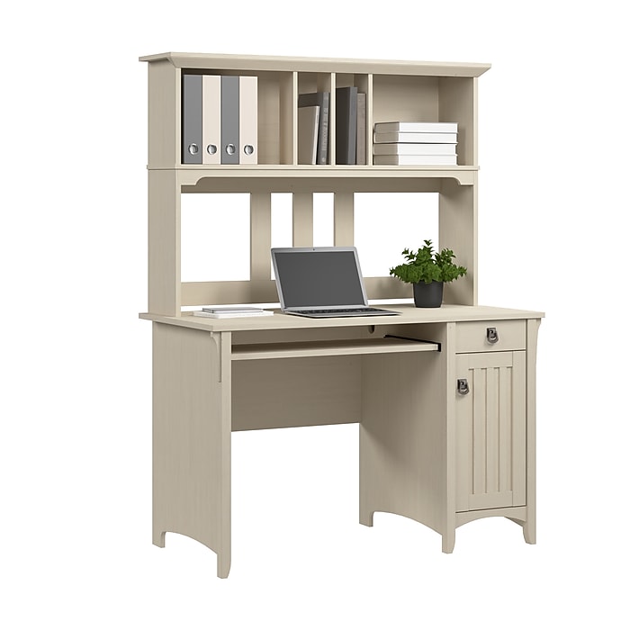 Bush Home Salinas Small Computer Desk with Hutch, Antique White