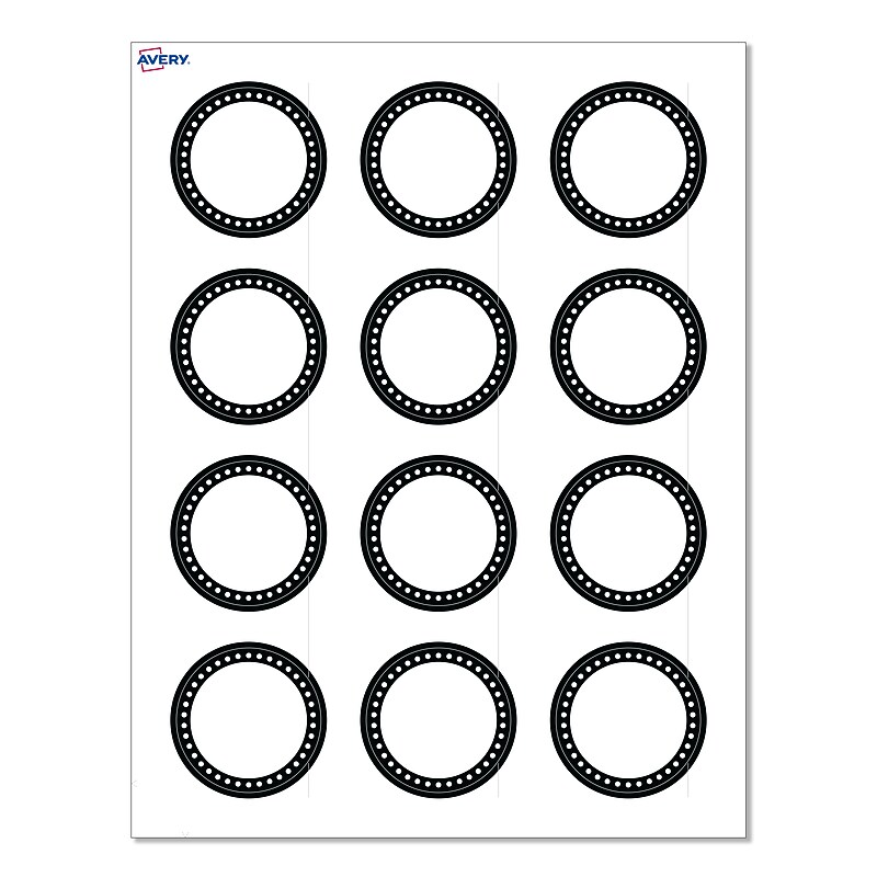 Avery Laser/Inkjet Circle Multipurpose Labels, 2" Dia., White, 120/Pack (S00D26) image 1