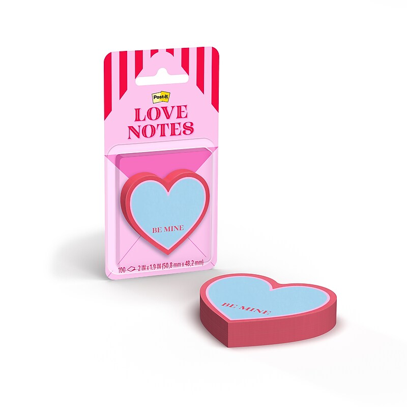 Post-it BE MINE Notes, 2" x 2" Heart, Love Notes Collection, 100 Sheet/Pad (SVAL26-HN-6) image 1