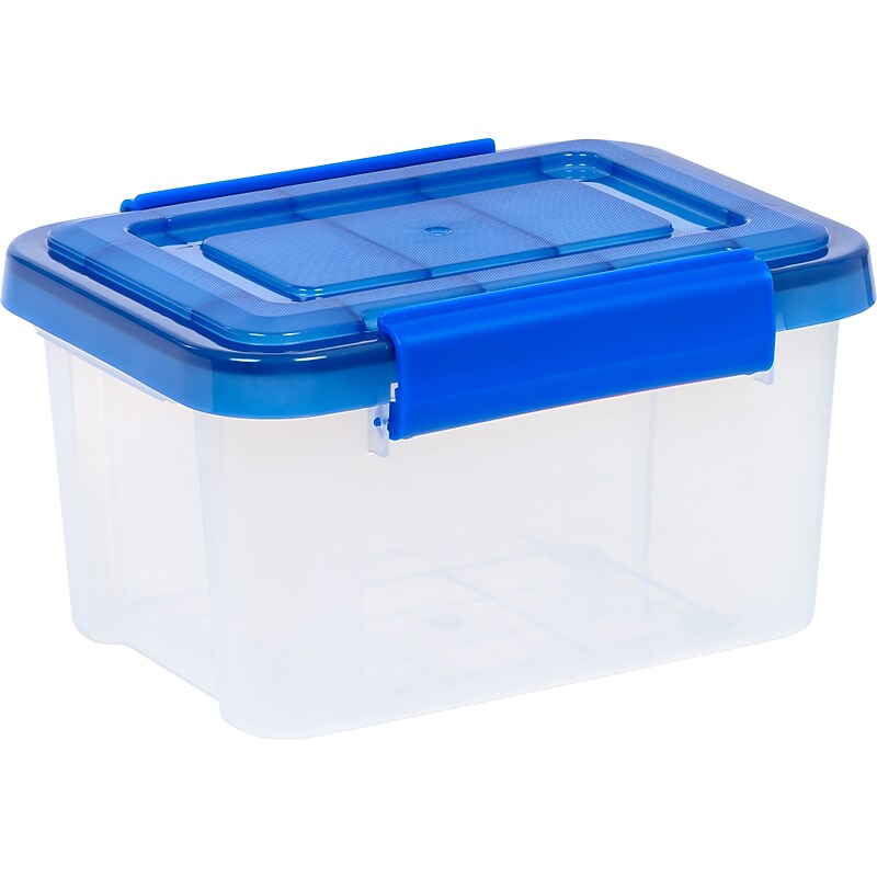 Iris WeatherPro 6.5 qt. Latch Lid Storage Bin, Clear/Blue (500198) image 1