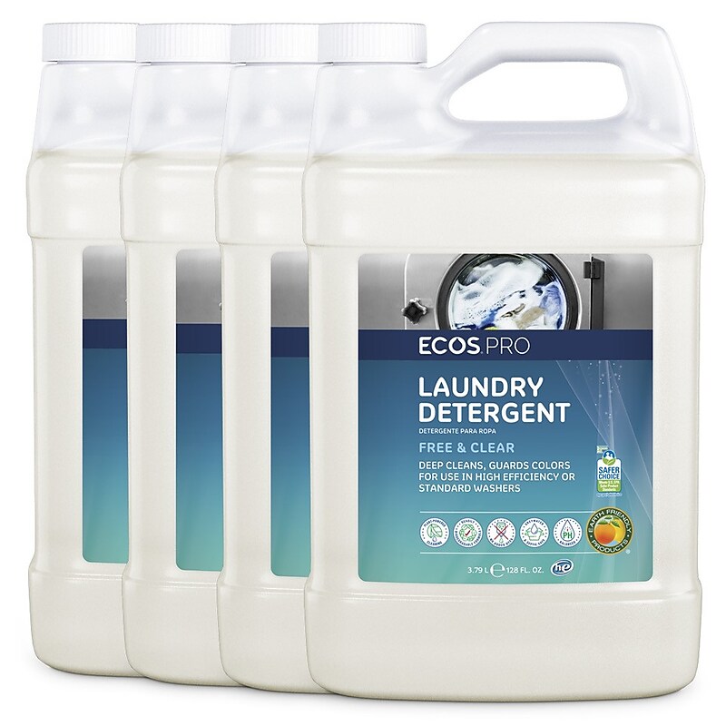 ECOS PRO Free & Clear HE Liquid Laundry Detergent, 128 Loads, 128 oz., 4/Carton (PL9764/04) image 1