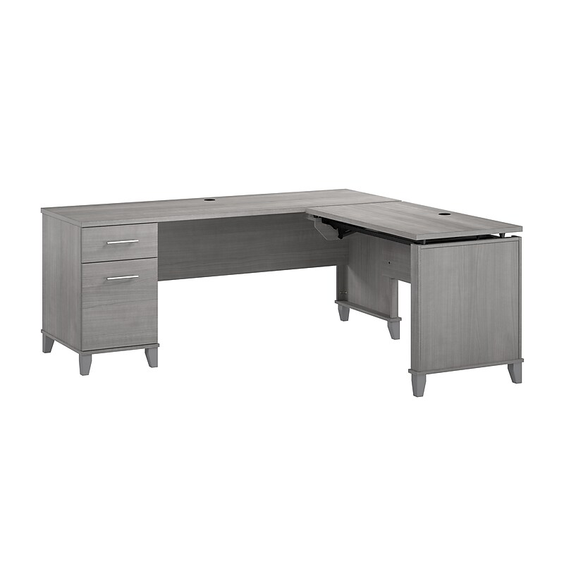 Bush Furniture Somerset 72"W 3 Position Sit to Stand L Shaped Desk, Platinum Gray (SET014PG) image 1
