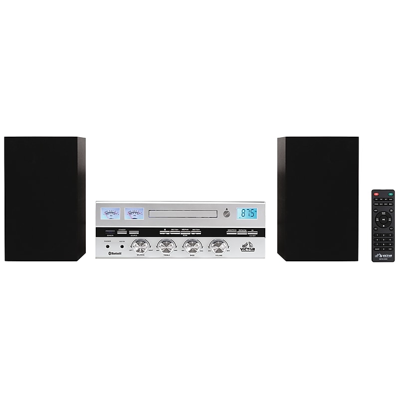 Victor Milwaukee 50 Watt Desktop CD Stereo Wireless Bluetooth System, Silver (VDTS-4450-SL) image 1