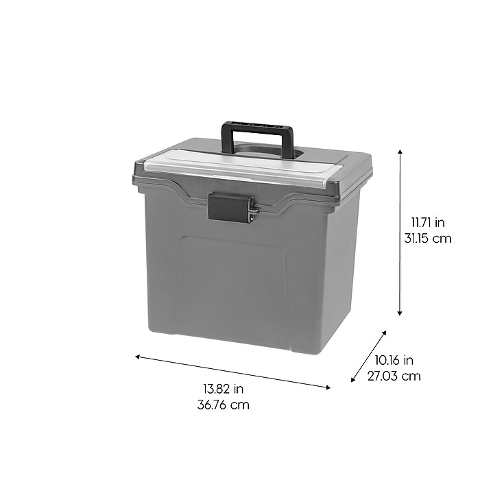 Iris Portable Locking File Box, Letter Size,Elephant Gray, 4/Pack