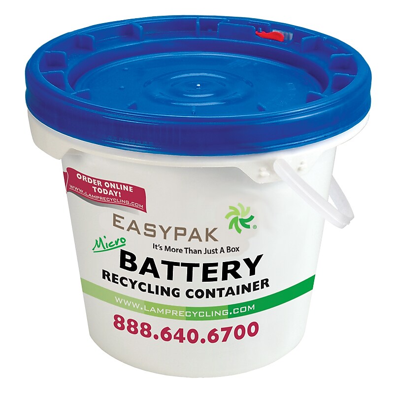 Terracycle Regulated Waste Plastic EasyPak Micro Battery Recycling Container, 0.6 Gallon, White (510-2000) image 1