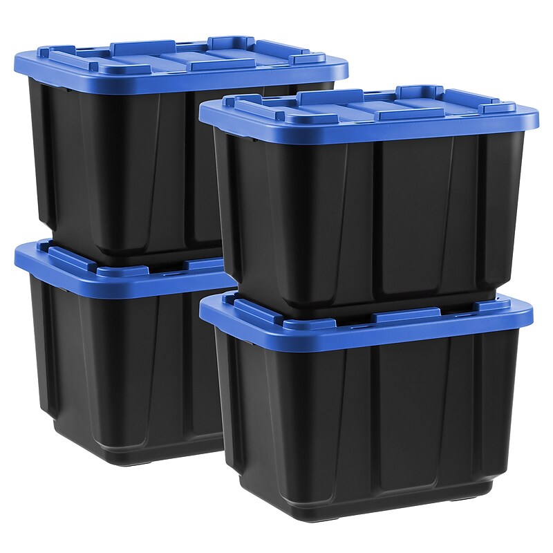 Iris 46 Quart Storage Container with Latching Lid, Plastic, Black, 4/Pack (500410) image 1