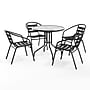 Flash Furniture Lila 31.5'' Round Table with 4 Slat Stack Chairs, Black (TLH072RD017CBK4)~#|#~7B32D466-1752-40FB-BF3BB584EC58272C_sc7