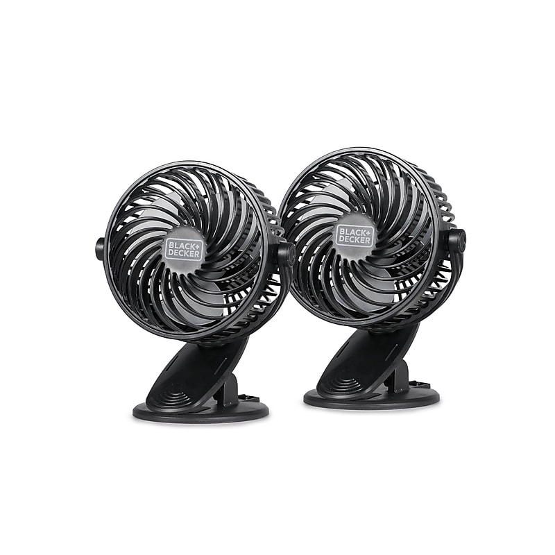 Black & Decker 4" Clip Fans, 3-Speed, Black, 2/Pack (BFDC42PK) image 1
